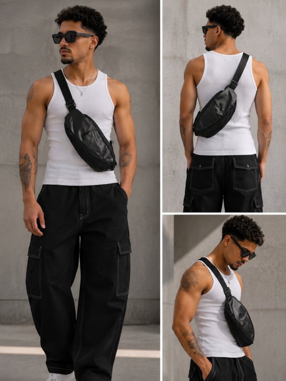 NEW  Unisex True Religion Black Crossbody Bag